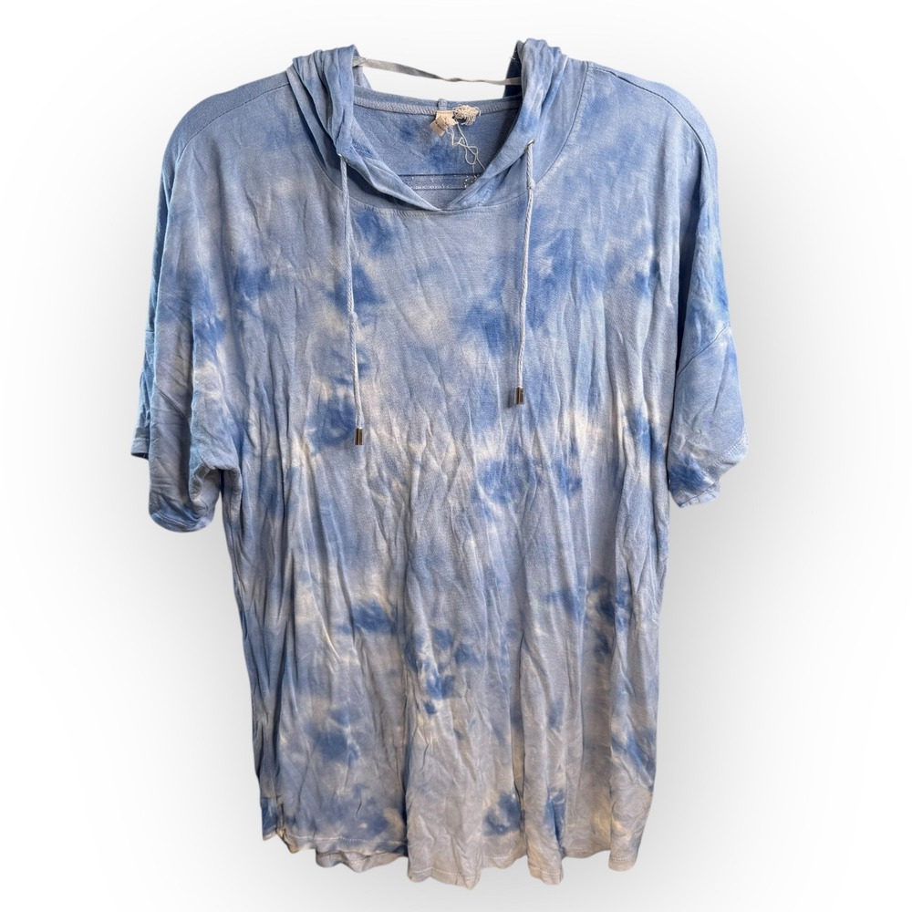 Cable & Gauge Tie Dye Hoodie Short Sleeve Pullover Top Comfy Casual - Picture 1 of 2